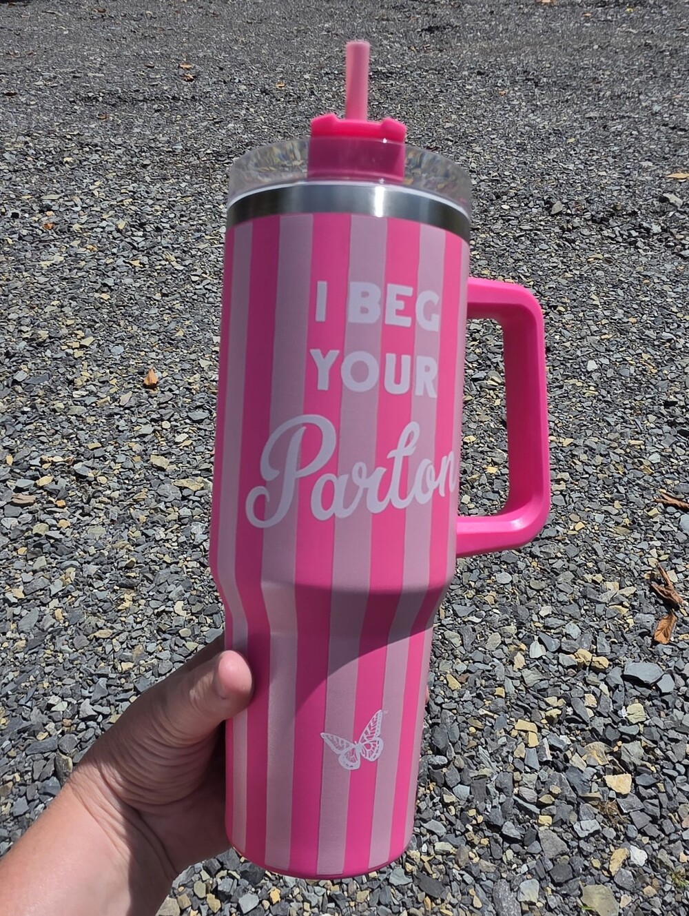 Dolly Parton Tumbler Pink I beg your parton  40 Oz Mug Tumbler Official